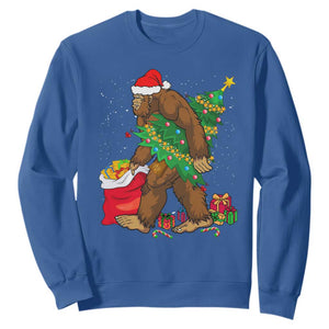 Bigfoot Christmas Sweatshirt Believe Sasquatch Lovers Xmas Tree Lights TS10 Royal Blue Print Your Wear