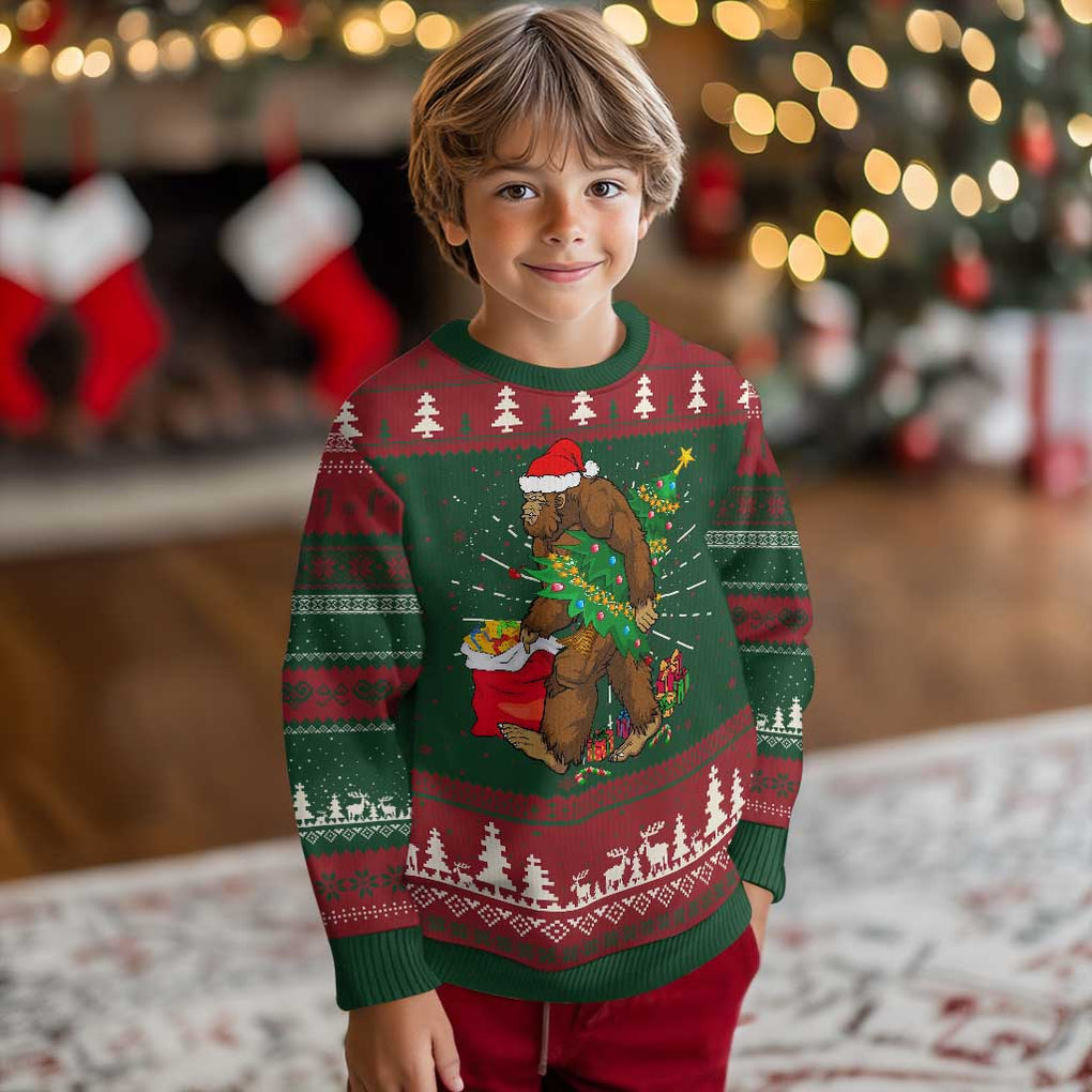 Bigfoot Christmas Ugly Christmas Sweater Believe Sasquatch Lovers Xmas Tree Lights TS10 Christmas Print Your Wear