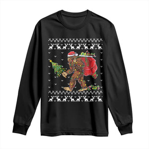 Funny Bigfoot Christmas Long Sleeve Shirt Believe Bigfoot Santa Hat Sasquatch Loves Rock On TS10 Black Print Your Wear