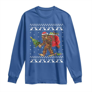 Funny Bigfoot Christmas Long Sleeve Shirt Believe Bigfoot Santa Hat Sasquatch Loves Rock On TS10 Royal Blue Print Your Wear