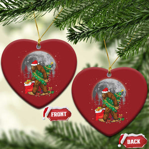 Bigfoot Christmas Tree Lights Christmas Ornament Believe Xmas Sasquatch Lovers Ugly Gift TS10 Heart Red Print Your Wear