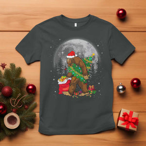 Bigfoot Christmas Tree Lights T Shirt Believe Xmas Sasquatch Lovers Ugly Gift TS10 Dark Heather Print Your Wear