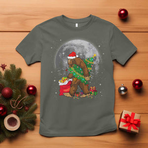 Bigfoot Christmas Tree Lights T Shirt Believe Xmas Sasquatch Lovers Ugly Gift TS10 Military Green Print Your Wear