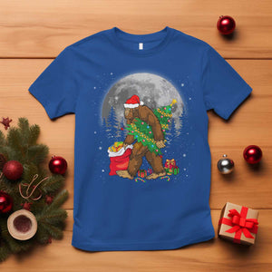 Bigfoot Christmas Tree Lights T Shirt Believe Xmas Sasquatch Lovers Ugly Gift TS10 Royal Blue Print Your Wear