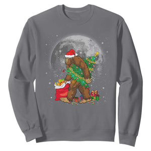 Bigfoot Christmas Tree Lights Sweatshirt Believe Xmas Sasquatch Lovers Ugly Gift TS10 Charcoal Print Your Wear