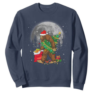 Bigfoot Christmas Tree Lights Sweatshirt Believe Xmas Sasquatch Lovers Ugly Gift TS10 Navy Print Your Wear