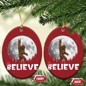 Funny Bigfoot Christmas Ornament Cool Full Moon & Trees Sasquatch Xmas Lights TS10 Oval Red Print Your Wear