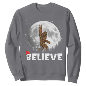 Funny Bigfoot Christmas Sweatshirt Cool Full Moon & Trees Sasquatch Lovers Xmas Lights TS10 Charcoal Print Your Wear