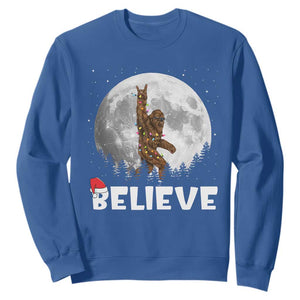 Funny Bigfoot Christmas Sweatshirt Cool Full Moon & Trees Sasquatch Lovers Xmas Lights TS10 Royal Blue Print Your Wear