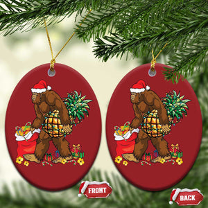 Bigfoot Christmas Ornament Pineapple Tree Lights Funny Hawaiian Xmas Sasquatch Lovers TS10 Oval Red Print Your Wear