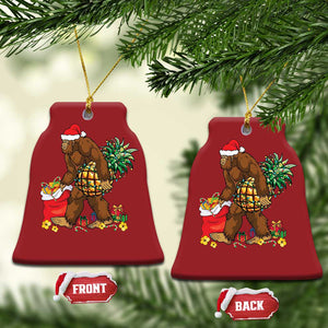 Bigfoot Christmas Ornament Pineapple Tree Lights Funny Hawaiian Xmas Sasquatch Lovers TS10 Bell Flake Red Print Your Wear