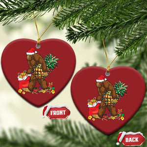 Bigfoot Christmas Ornament Pineapple Tree Lights Funny Hawaiian Xmas Sasquatch Lovers TS10 Heart Red Print Your Wear