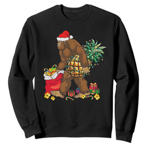 Bigfoot Christmas Sweatshirt Pineapple Tree Lights Funny Hawaiian Xmas Sasquatch Lovers TS10 Black Print Your Wear