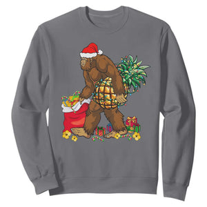 Bigfoot Christmas Sweatshirt Pineapple Tree Lights Funny Hawaiian Xmas Sasquatch Lovers TS10 Charcoal Print Your Wear