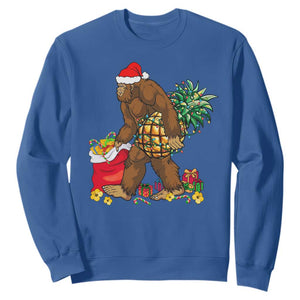 Bigfoot Christmas Sweatshirt Pineapple Tree Lights Funny Hawaiian Xmas Sasquatch Lovers TS10 Royal Blue Print Your Wear