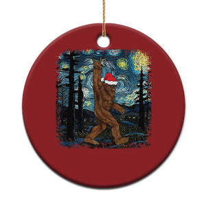 Xmas Bigfoot Starry Night Christmas Ornament Sasquatch Santa Hat Sasquatch Van Gogh Sky Painting Art TS10 Print Your Wear