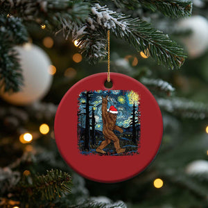 Xmas Bigfoot Starry Night Christmas Ornament Sasquatch Santa Hat Sasquatch Van Gogh Sky Painting Art TS10 Print Your Wear