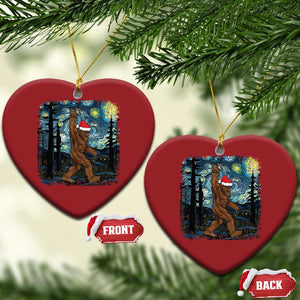 Xmas Bigfoot Starry Night Christmas Ornament Sasquatch Santa Hat Sasquatch Van Gogh Sky Painting Art TS10 Heart Red Print Your Wear