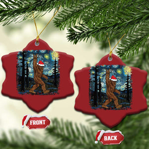 Xmas Bigfoot Starry Night Christmas Ornament Sasquatch Santa Hat Sasquatch Van Gogh Sky Painting Art TS10 Snow Flake Red Print Your Wear