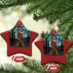 Xmas Bigfoot Starry Night Christmas Ornament Sasquatch Santa Hat Sasquatch Van Gogh Sky Painting Art TS10 Star Red Print Your Wear