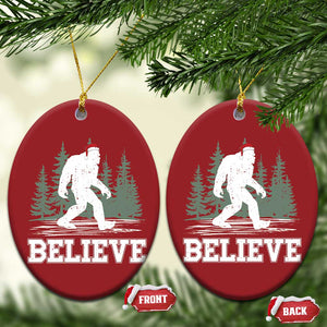 Bigfoot Xmas Christmas Ornament Funny Sasquatch Believe Lovers Gifts TS10 Oval Red Print Your Wear