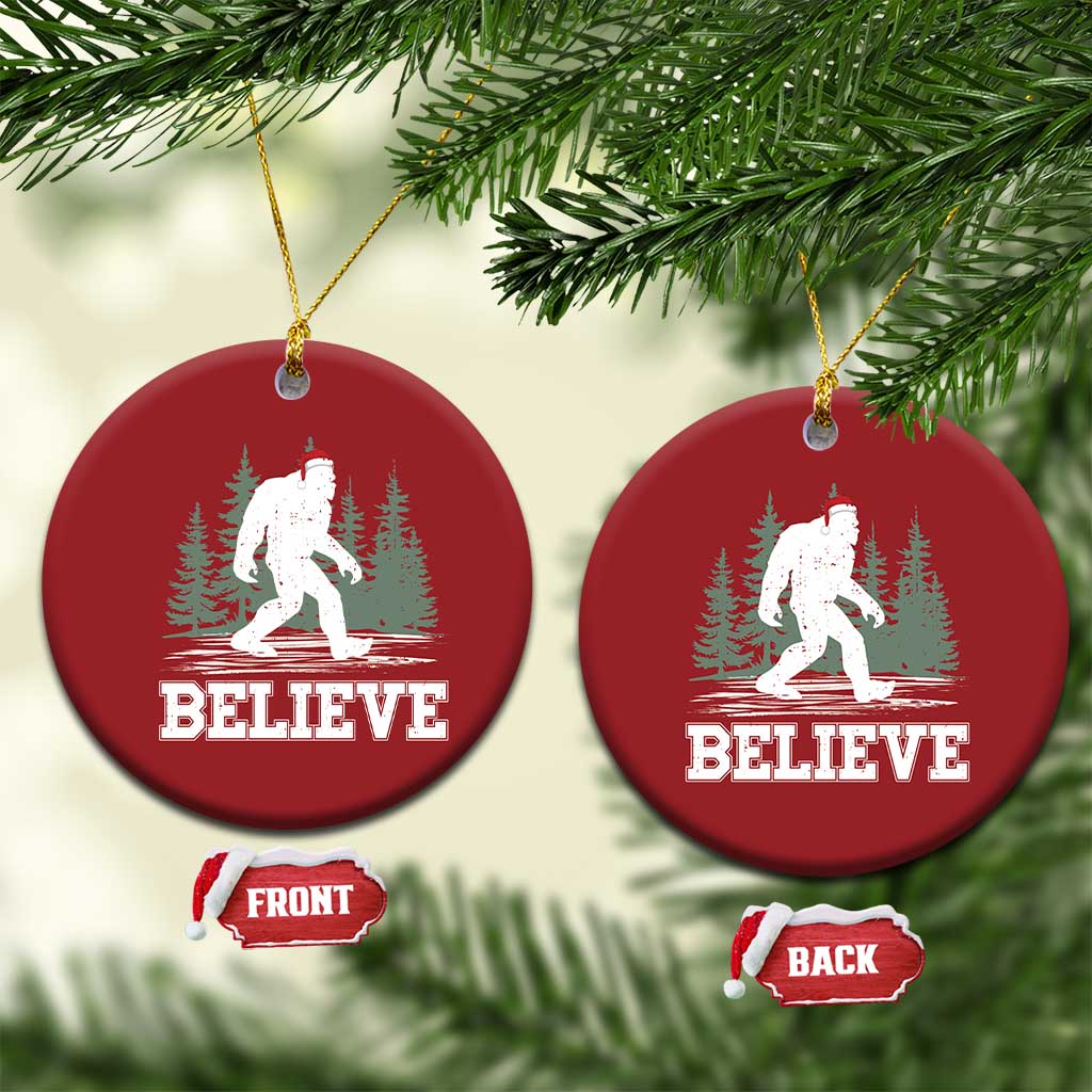 Bigfoot Xmas Christmas Ornament Funny Sasquatch Believe Lovers Gifts TS10 Circle Red Print Your Wear