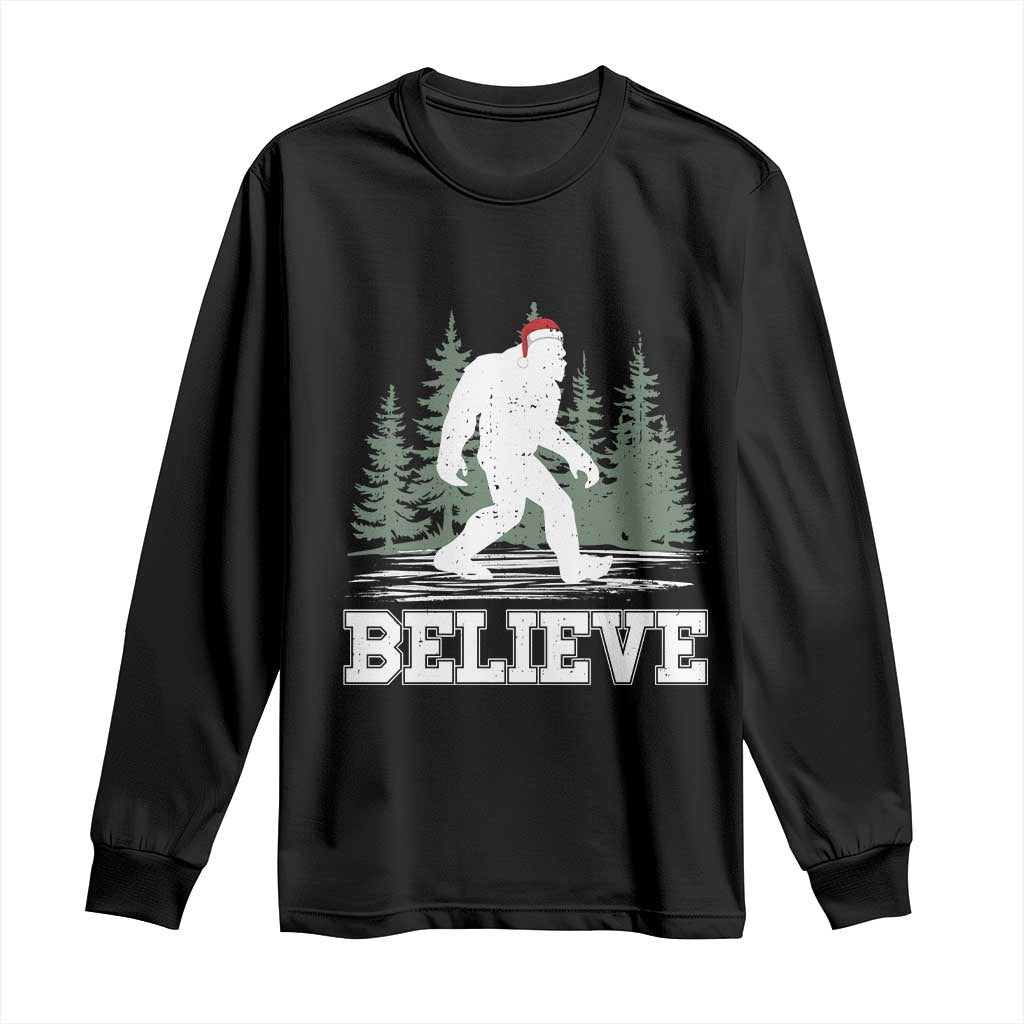 Bigfoot Christmas Long Sleeve Shirt Funny Sasquatch Believe Lovers Gifts TS10 Black Print Your Wear