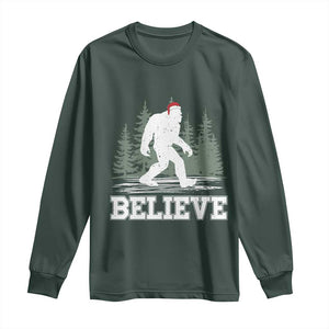 Bigfoot Christmas Long Sleeve Shirt Funny Sasquatch Believe Lovers Gifts TS10 Dark Forest Green Print Your Wear