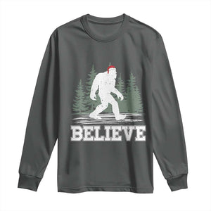 Bigfoot Christmas Long Sleeve Shirt Funny Sasquatch Believe Lovers Gifts TS10 Dark Heather Print Your Wear