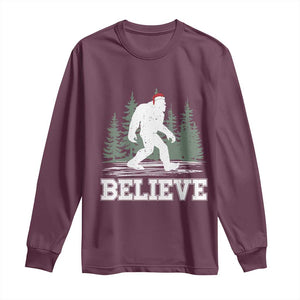 Bigfoot Christmas Long Sleeve Shirt Funny Sasquatch Believe Lovers Gifts TS10 Maroon Print Your Wear