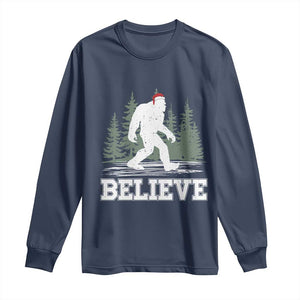 Bigfoot Christmas Long Sleeve Shirt Funny Sasquatch Believe Lovers Gifts TS10 Navy Print Your Wear