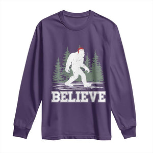 Bigfoot Christmas Long Sleeve Shirt Funny Sasquatch Believe Lovers Gifts TS10 Purple Print Your Wear