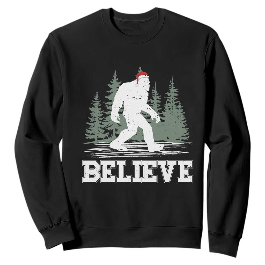 Bigfoot Christmas Sweatshirt Funny Sasquatch Believe Lovers Gifts TS10 Black Print Your Wear