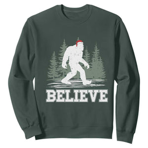 Bigfoot Christmas Sweatshirt Funny Sasquatch Believe Lovers Gifts TS10 Dark Forest Green Print Your Wear