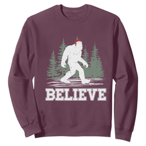 Bigfoot Christmas Sweatshirt Funny Sasquatch Believe Lovers Gifts TS10 Maroon Print Your Wear