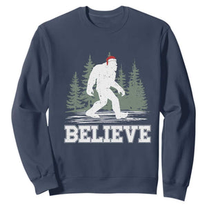 Bigfoot Christmas Sweatshirt Funny Sasquatch Believe Lovers Gifts TS10 Navy Print Your Wear