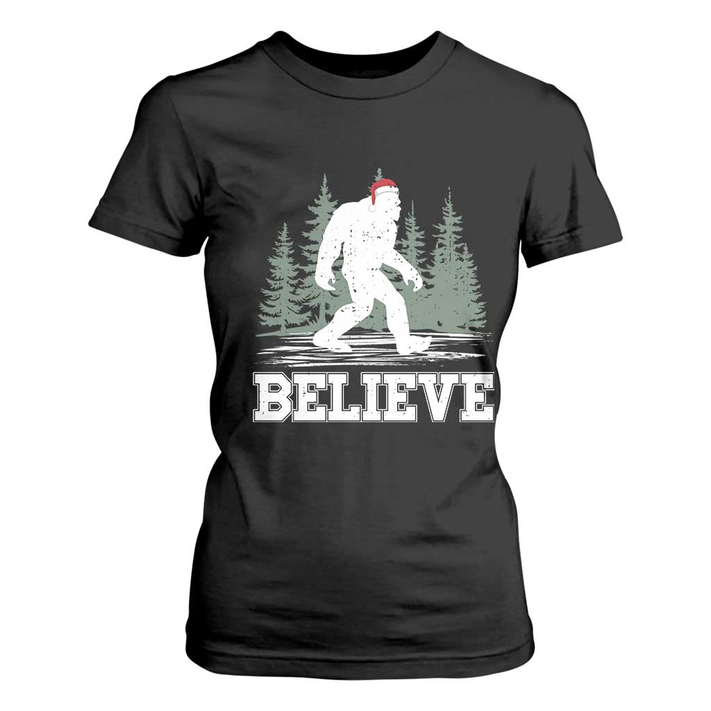 Bigfoot Christmas T Shirt For Women Funny Sasquatch Believe Lovers Gifts TS10 Black Print Your Wear