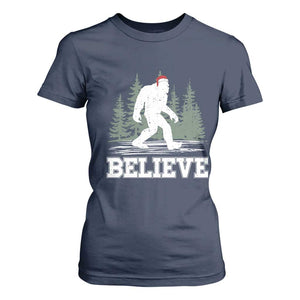 Bigfoot Christmas T Shirt For Women Funny Sasquatch Believe Lovers Gifts TS10 Navy Print Your Wear