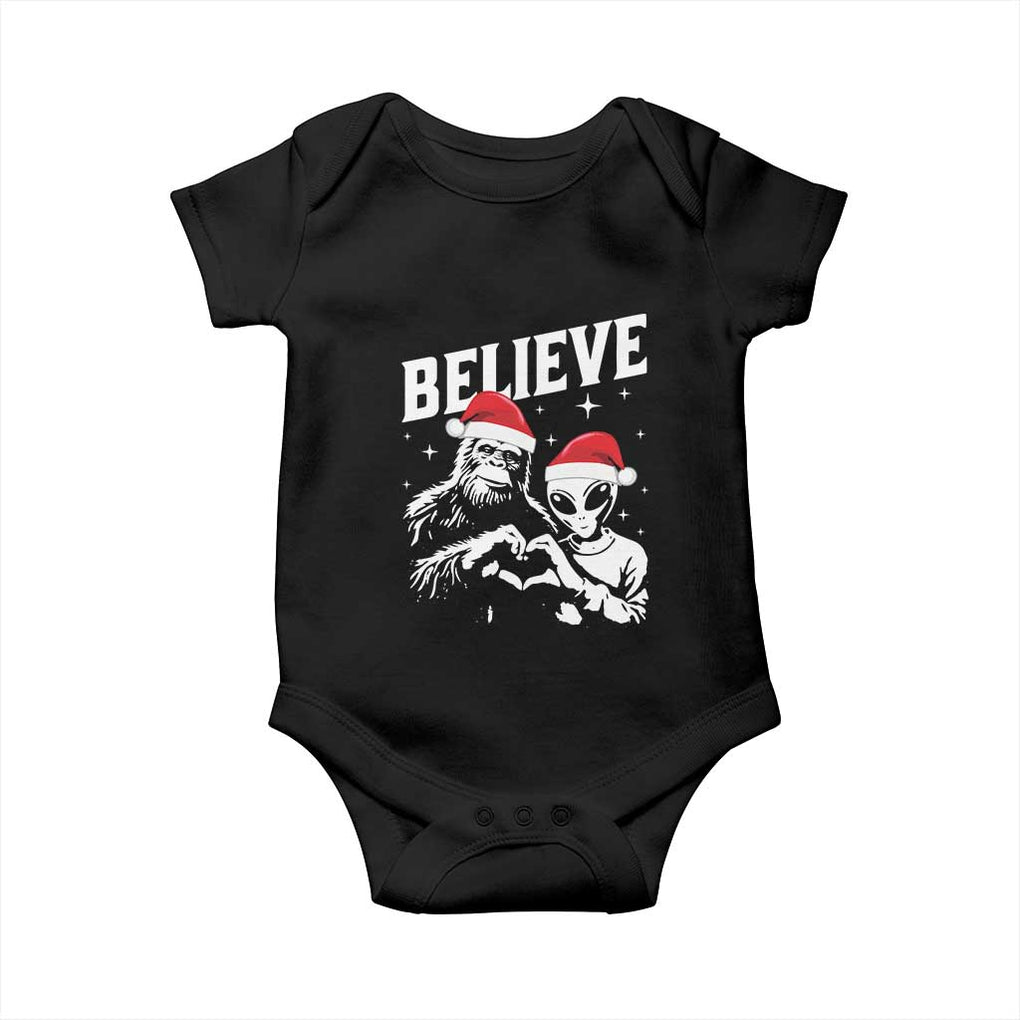 Alien And Bigfoot Christmas Baby Onesie TS10 Black Print Your Wear