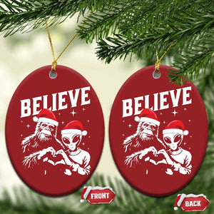 Alien And Bigfoot Christmas Ornament TS10 Oval Red Print Your Wear