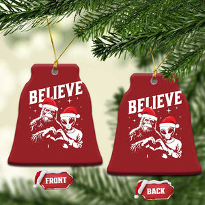 Alien And Bigfoot Christmas Ornament TS10 Bell Flake Red Print Your Wear