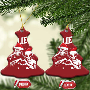 Alien And Bigfoot Christmas Ornament TS10 Christmas Tree Red Print Your Wear