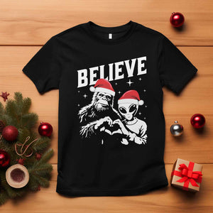 Alien And Bigfoot Christmas T Shirt TS10 Black Print Your Wear