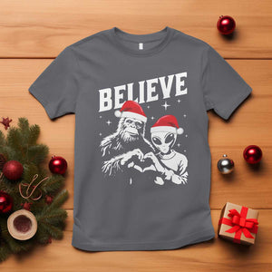 Alien And Bigfoot Christmas T Shirt TS10 Charcoal Print Your Wear