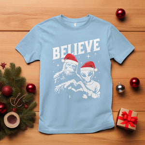 Alien And Bigfoot Christmas T Shirt TS10 Light Blue Print Your Wear