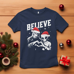 Alien And Bigfoot Christmas T Shirt TS10 Navy Print Your Wear