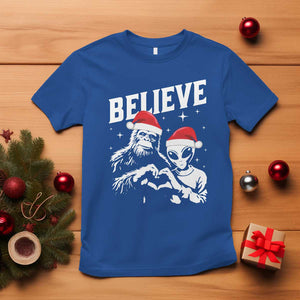 Alien And Bigfoot Christmas T Shirt TS10 Royal Blue Print Your Wear