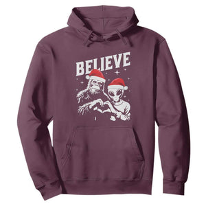 Alien And Bigfoot Christmas Hoodie TS10 Maroon Print Your Wear