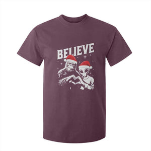 Alien And Bigfoot Christmas T Shirt For Kid TS10 Maroon Print Your Wear