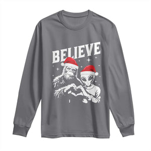 Alien And Bigfoot Christmas Long Sleeve Shirt TS10 Charcoal Print Your Wear